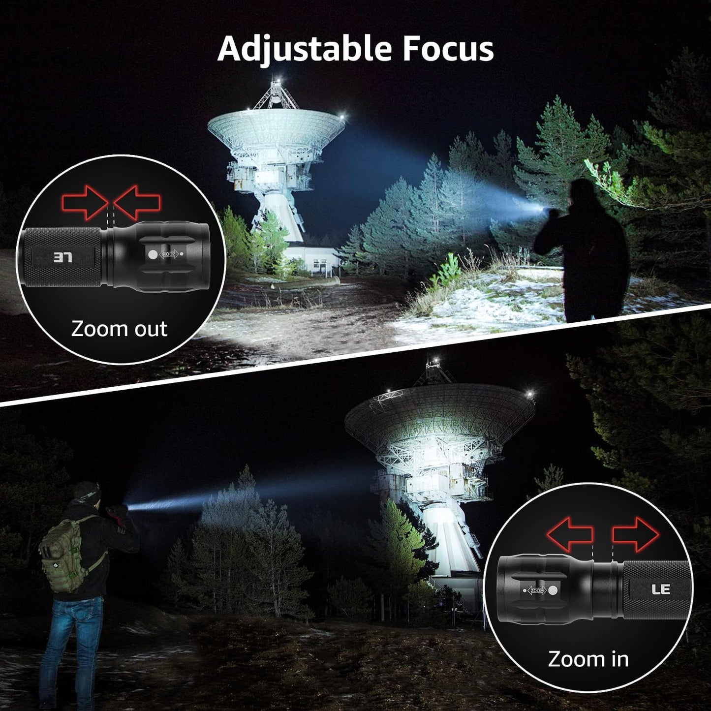 Lighting EVER LED Flashlights High Lumens, Small Flashlight, Zoomable, Waterproof, Adjustable Brightness Flash Light for Outdoor, Emergency, AAA Batteries Included, Tactical & Camping Accessories  Lighting EVER   
