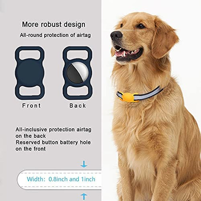 2-Pack Dog Collar Holder Compatible with Airtag, Soft Silicone Waterproof Case for Apple Air Tag Tracker Kids School Bag & Backpack & Dog Pet Collar Loop Holder (Black)  TENTOKU   