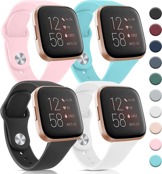 4 Pack Bands for Fitbit Versa 2 / Fitbit Versa/Fitbit Versa Se/Fitbit Versa Lite Bands for Women Men, Soft Silicone Replacement Bands for Fitbit Versa 2  Meliya   