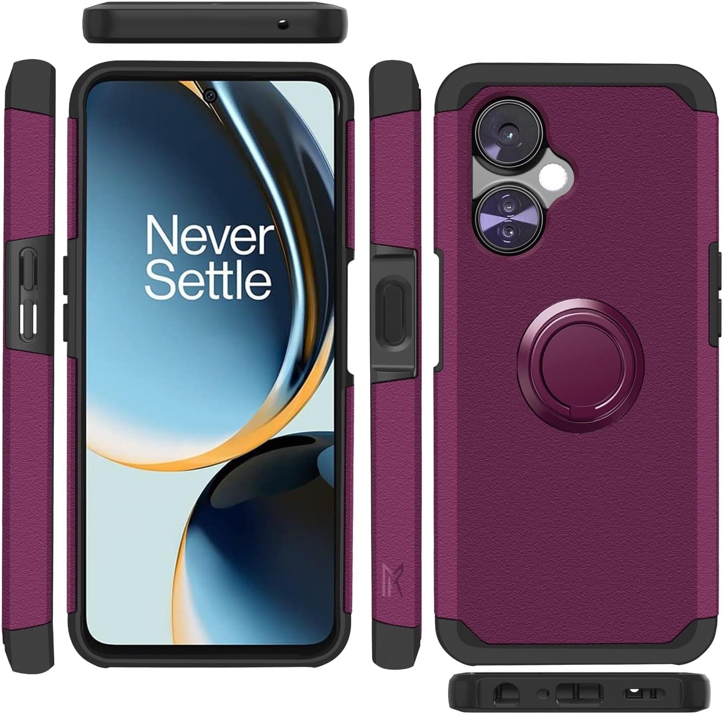 Hrwireless Compatible for Oneplus Nord N30 5G [Ring Stand] Case Cover [360 Rotation] with [HD Tempered Glass Screen Protector] Tough Hybrid [Shockproof] Original Minimalistic Design for Protection  HRWireless   