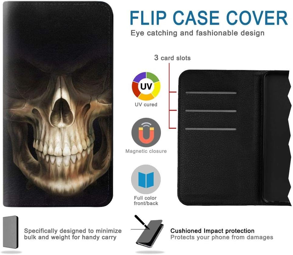 RW1107 Skull Face Grim Reaper PU Leather Flip Case Cover for LG V30, LG V30 Plus, LG V30S Thinq, LG V35, LG V35 Thinq  jjphonecase   
