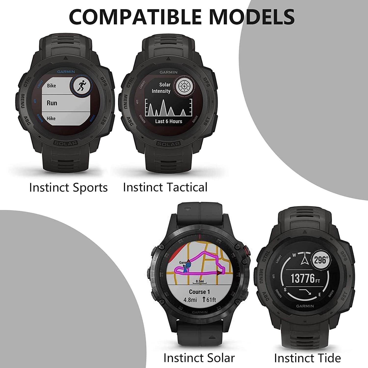 MYSNBKN Compatible with Garmin Instinct Band, Soft Silicone Replacement Watch Strap for Garmin Instinct/ Solar/ Tactical  MYSNBKN   