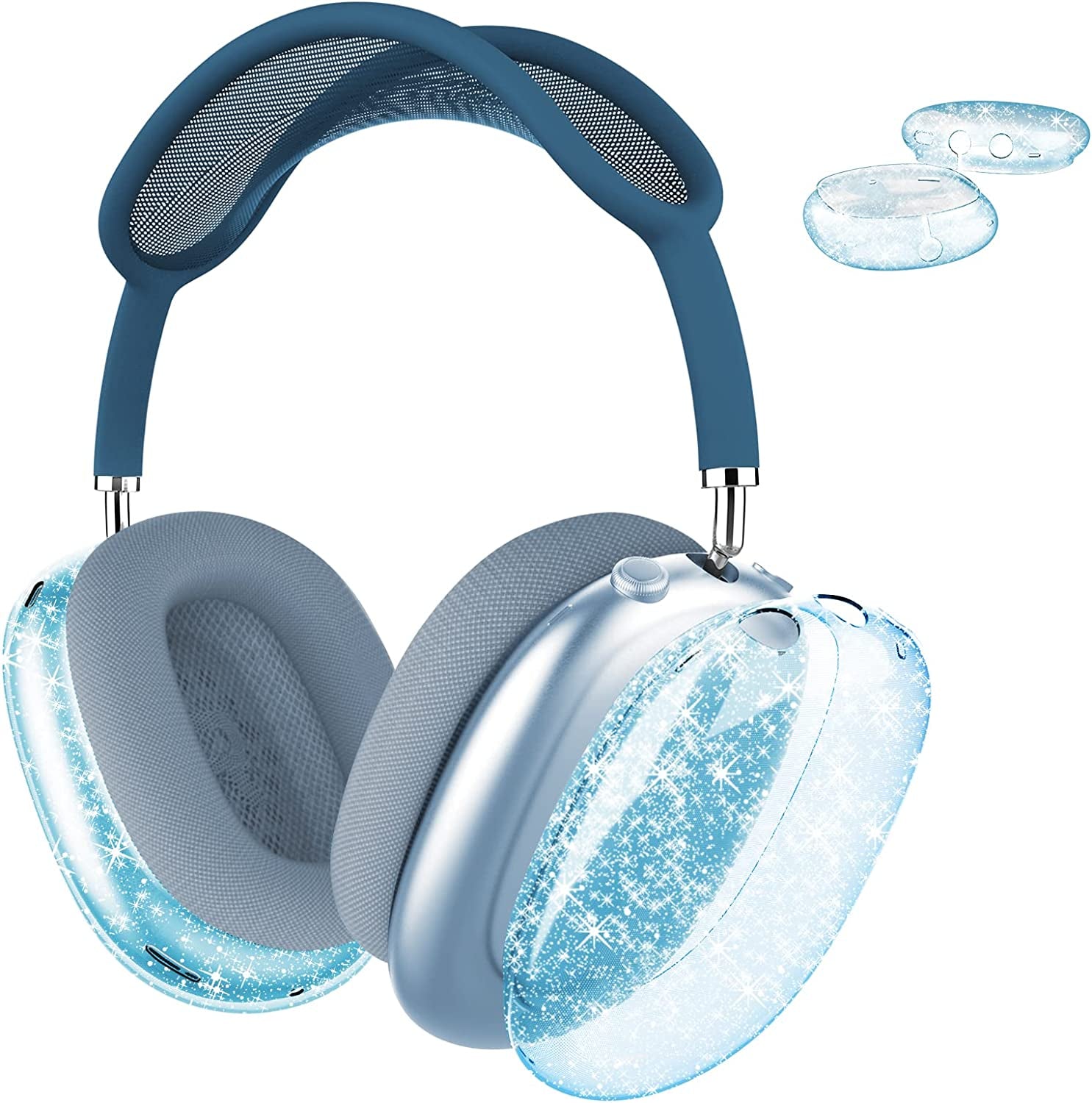 MOLOPPO for Airpods Max Case Cover, Clear Soft TPU Skin Anti-Scratch, Transparent Accessories Ultra Protective Cover for Apple Airpods Max(Clear)  MOLOPPO GE-Clear Blue Glitter  