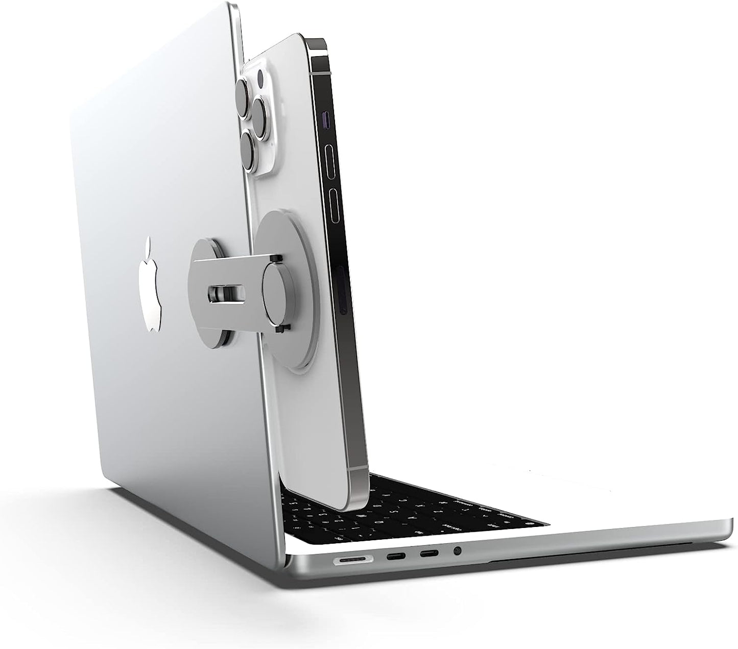 ICONIT Continuity Flip Iphone Laptop Mount - Slim Magnetic Phone Holder Swivels 180° for Laptops and Monitors - Adjustable Magnetic Arm - Compatible with Iphone 14/13/12 plus Pro Max (Gray)  ICONIT   