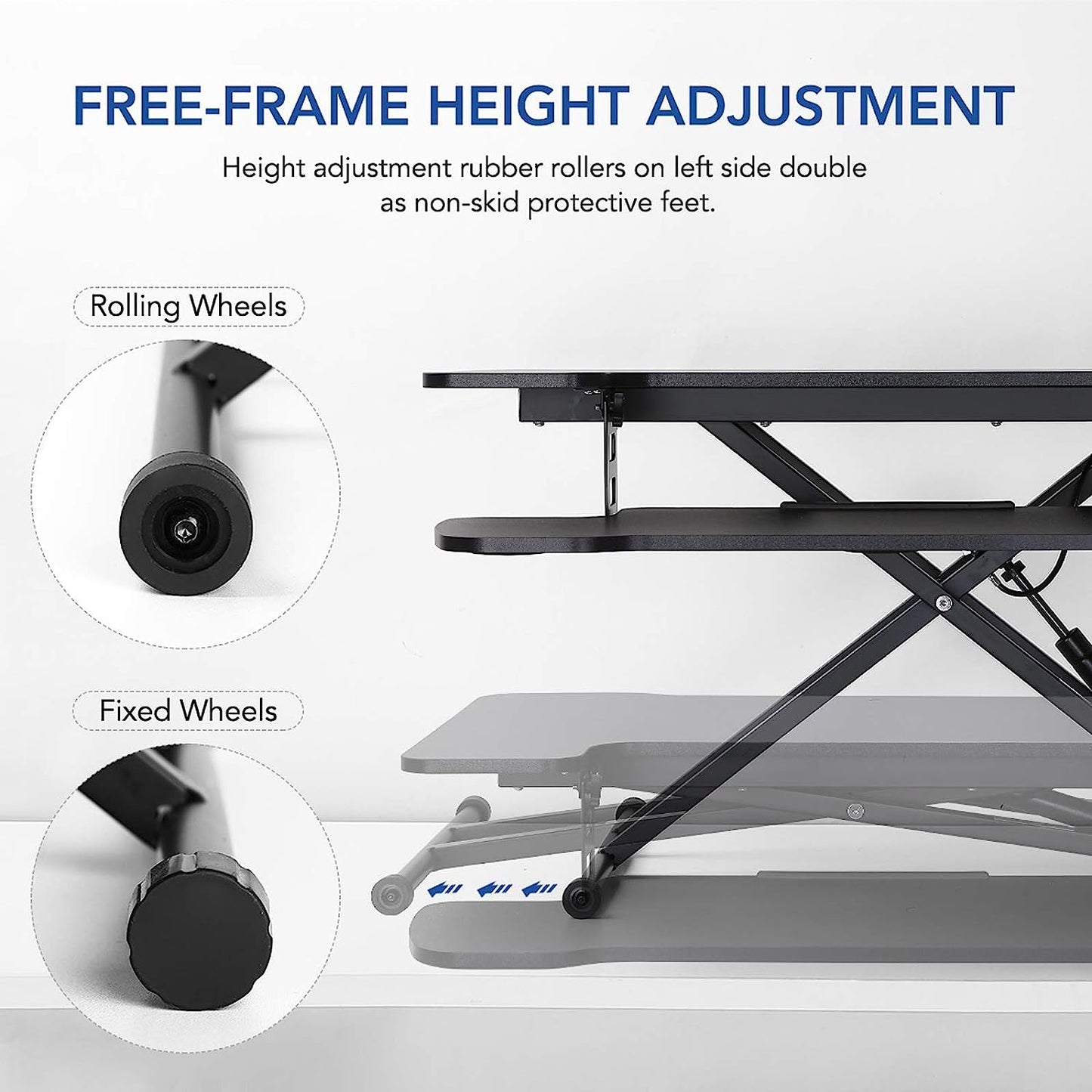 FLEXISPOT 31 Inch Standing Desk Converter | Height Adjustable Stand up Desk Riser, Black Home Office Desk Laptop Workstation with Removable Keyboard Tray (M18M)  Electric Height Adjustable work bench   