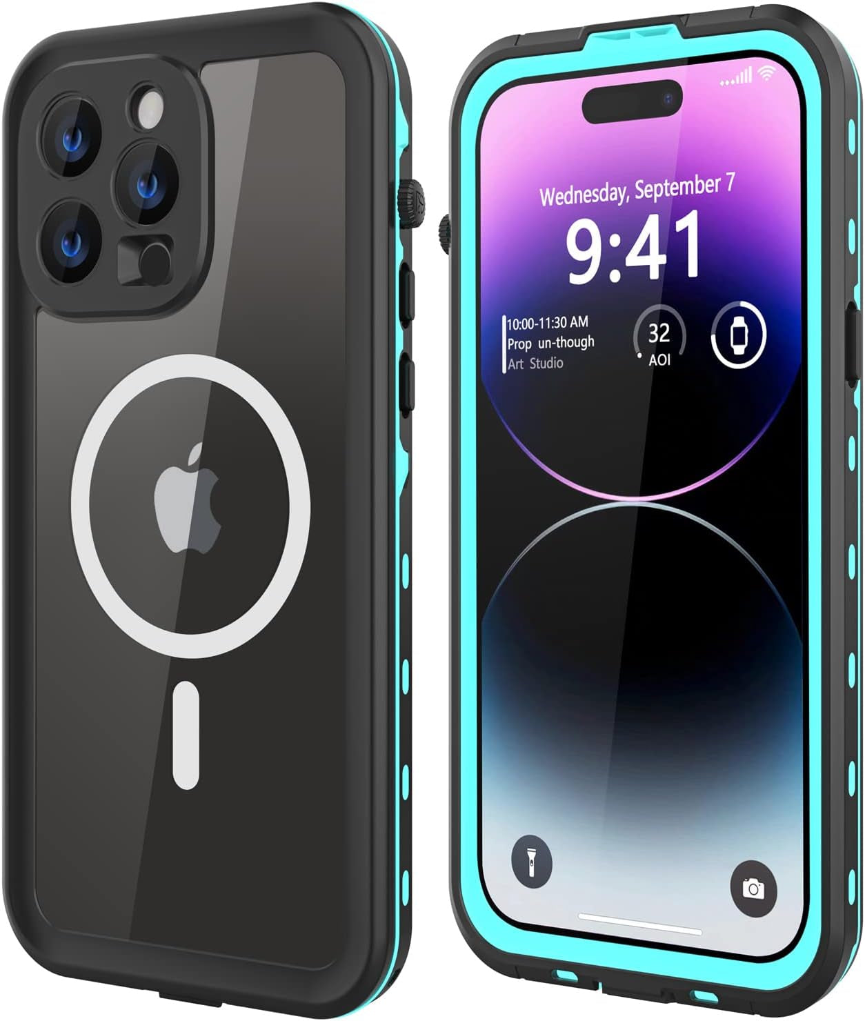 Dewfoam Design for Iphone 14 Pro Max Waterproof Case, Shockproof Dustproof Phone Case with Screen Protector, Full Body Protective Phone Case for Iphone 14 Pro Max 6.7''(Teal)  Dewfoam   