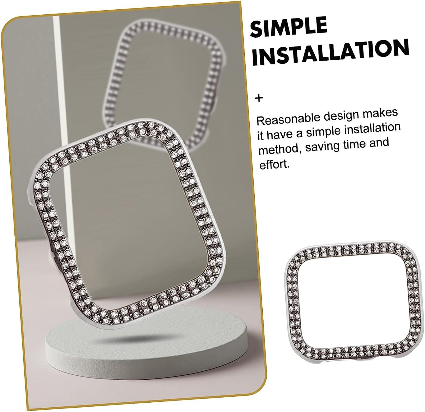 Mikikit Aplple Watch Bands 4 Sets Anti- Decorative Watch Case Band Watchband Anti-Slip Anti-Skid Portable Belt Rhinestone Metal of Replacement Replaceable Strap Slip  Mikikit   