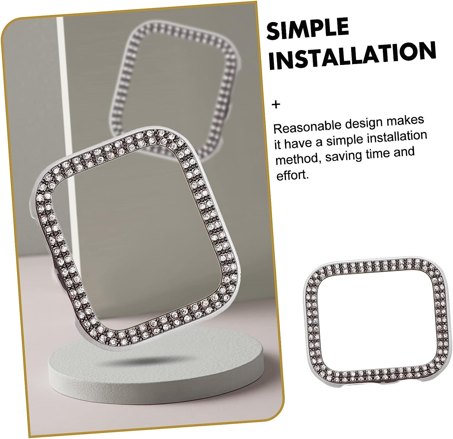 Mikikit Aplple Watch Bands 4 Sets Anti- Decorative Watch Case Band Watchband Anti-Slip Anti-Skid Portable Belt Rhinestone Metal of Replacement Replaceable Strap Slip  Mikikit   