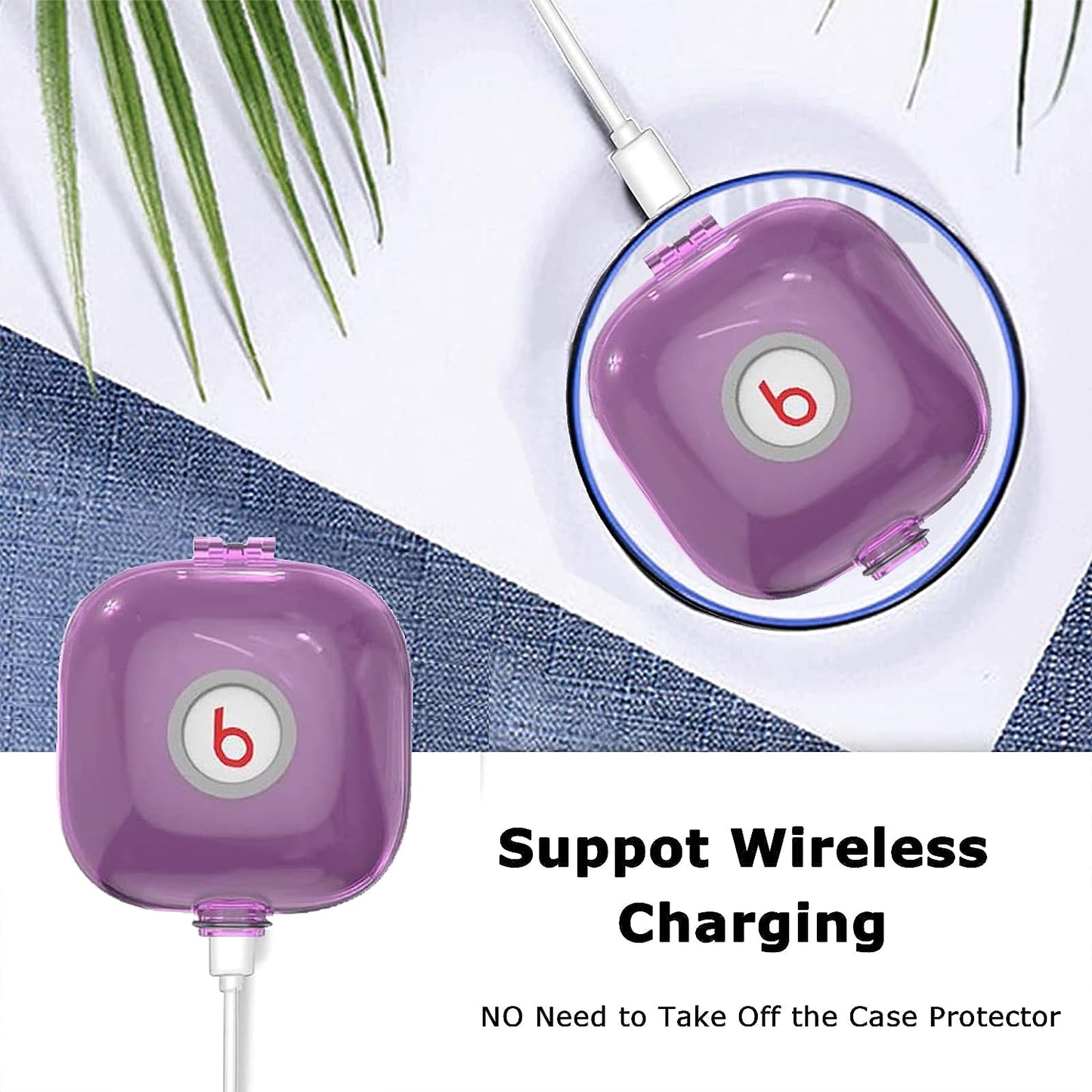 NINKI Compatible Beats Fit Pro Case Silicone Clear Purple,Cute Heavy Duty Soft Silicone TPU Full Protective Case for Beats Fit Pro Case with Lanyard,Beats Pro Fit Case Cover with Keychain for Women  NINKI   