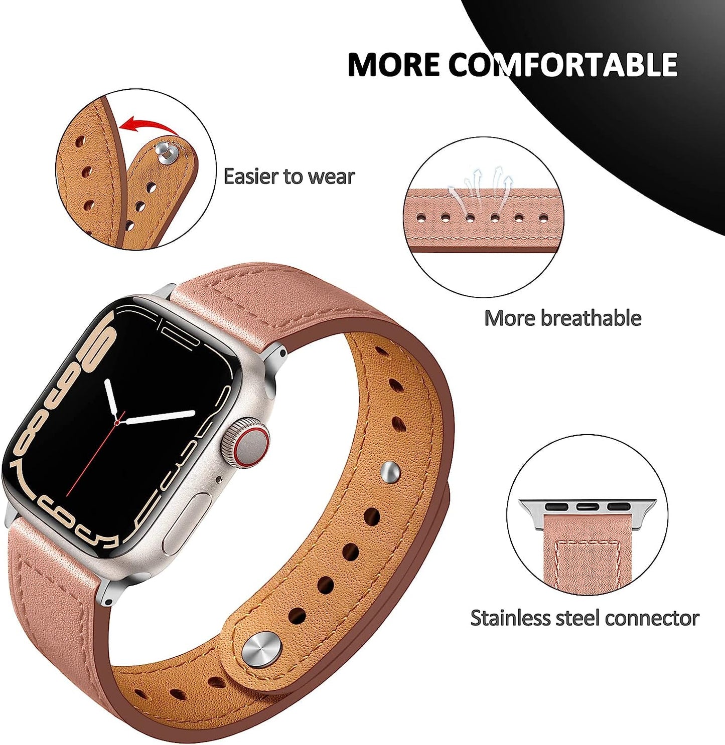 Leather Band Compatible for Apple Watch Band 49Mm 45Mm 41Mm 40Mm 44Mm 38Mm 42Mm,Chic Leather Strap for Iwatch Series Ultra/8/7/Se/6/5/4/3/2/1 Women Men Bracelet Replacement  SOLOLUP   