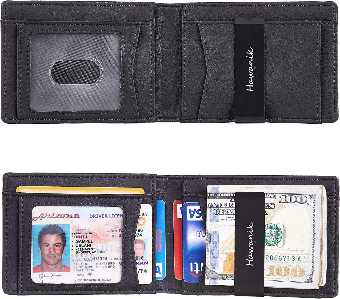 Hawanik Mens Slim Bifold Wallet with Integrated Case Holder for Airtag  Hawanik   