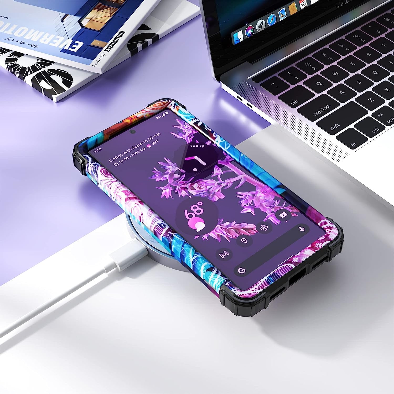 Idweel Google Pixel 6 Case (2021), 3-In-1 Shockproof Hybrid Heavy Duty Protection, Hard PC & Soft Silicone, Full Body Bumper, 6.4 Inch 5G - Flower  IDweel   