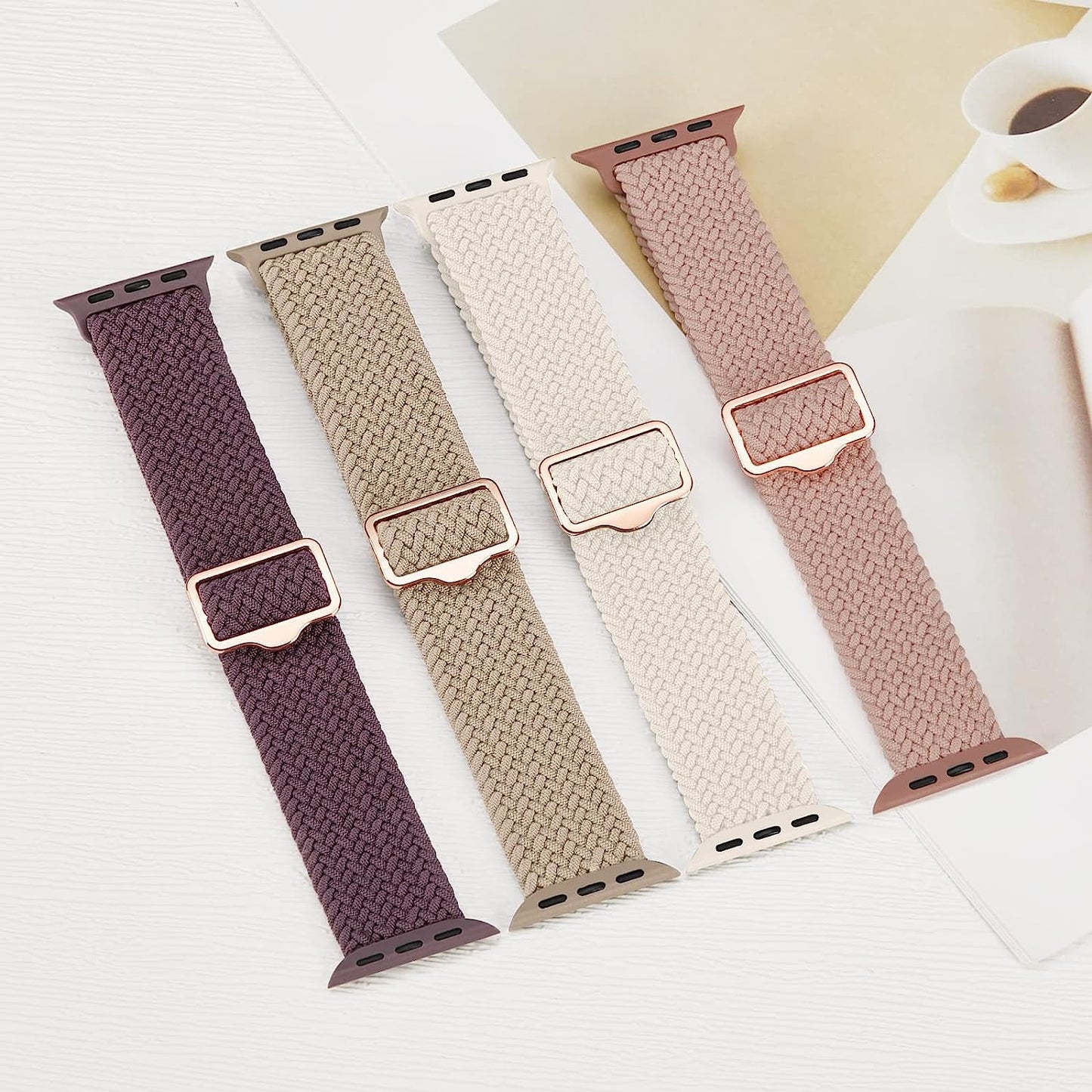 Braided Solo Loop 4 Pack Compatible with Apple Watch Band 38Mm 40Mm 41Mm 42Mm 44Mm 45Mm 49Mm Women Men, Adjustable Stretchy Strap Wristbands for Iwatch Band Ultra SE 8 7 6 5 4 3 2 1  Suitisbest   