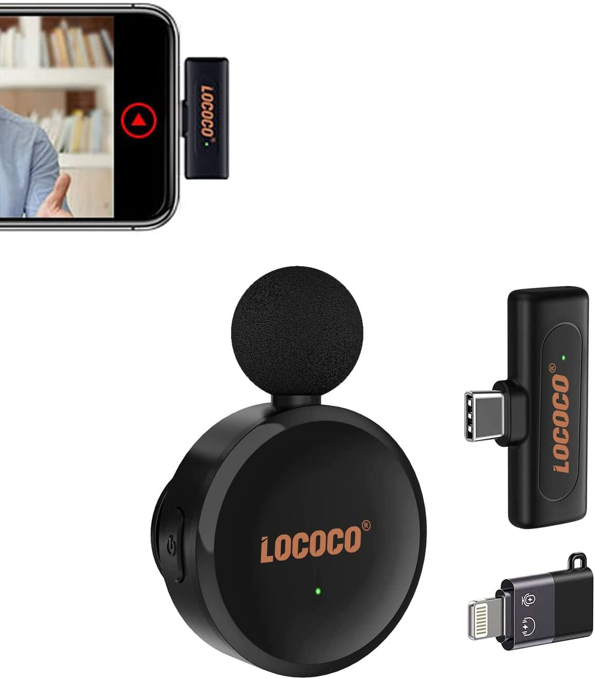 Lococo Wireless Lavalier Microphone for Iphone Ipad, Plug-Play Noise Reduction Auto-Sync Wireless Microphone for Video Recording,Youtube, Tiktok, Facebook Live Stream  Lococo   