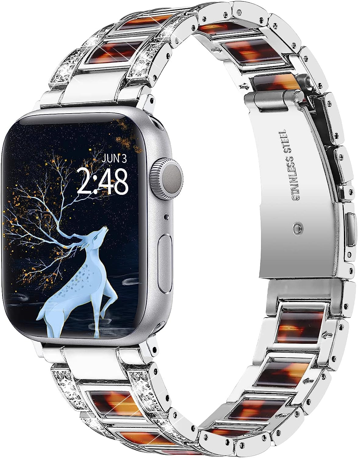 BEIZIYE Resin Bands Compatible with Apple Watch Ultra Band 49Mm 45Mm 44Mm 42Mm 41Mm 40Mm 38Mm Women, Thin Light Slim Resin Strap Bracelet Wristband Is for Iwatch Ultra Series 8 7 6 5 4 3 2 1 SE  BEIZIYE Silver and Leopard print 38mm/40mm/41mm 
