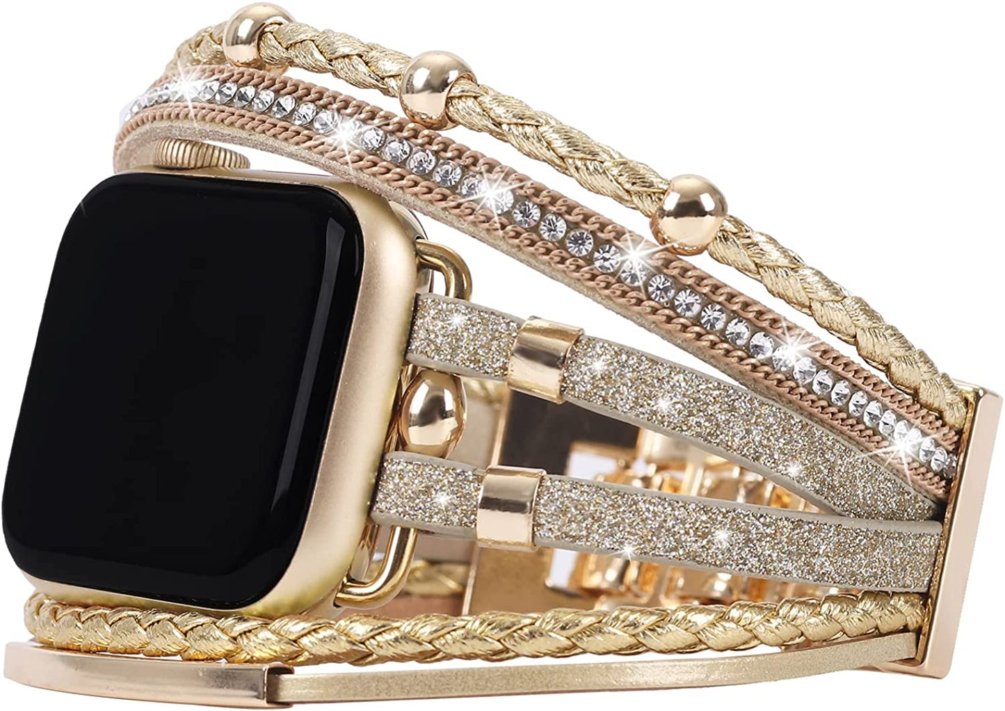 WONMILLE Posh Leather Bands Compatible with Apple Watch 41Mm 40Mm 38Mm 45Mm 44Mm 42Mm 49Mm Women, Boho Bracelets Jewelry Multilayer Wrap Strap for Iwatch Series Ultra 8 7 6 5 4 3 2 1 SE  WONMILLE   