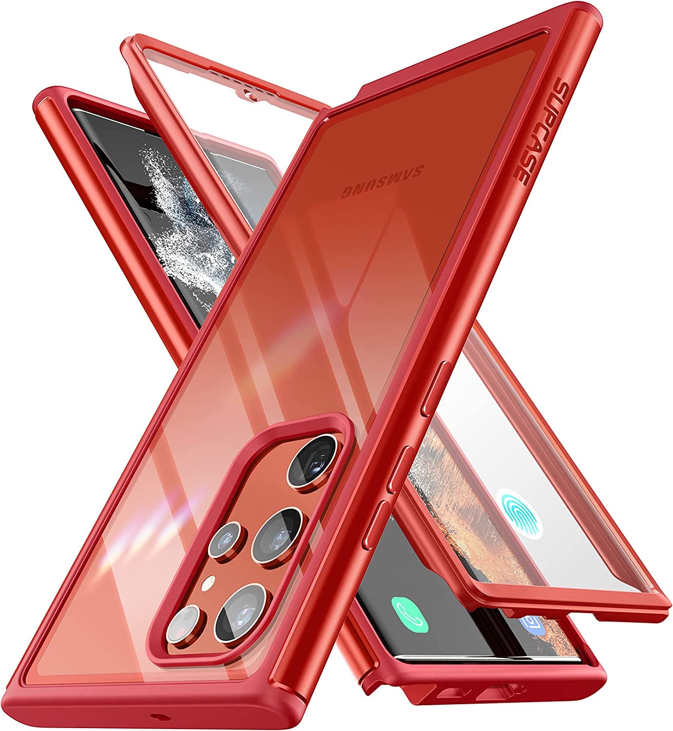 SUPCASE UB Edge Pro Series Case for Samsung Galaxy S22 Ultra 5G (2022 Release), Slim Frame Clear Protective Case with Built-In Screen Protector (Peacock)  SUPCASE Ruddy  