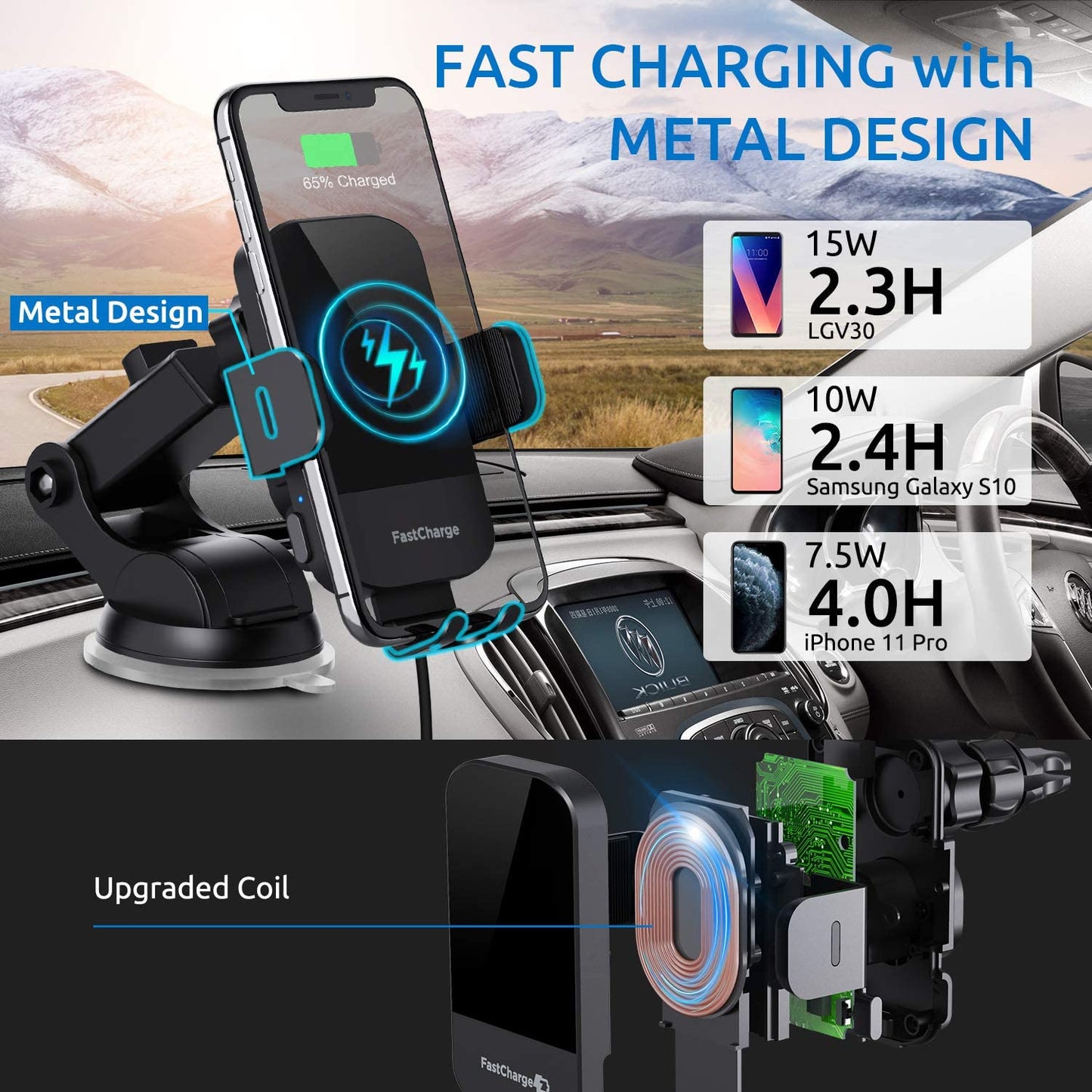 Wireless Car Charger, Chgeek 15W Fast Charging Auto Clamping Car Charger Phone Mount Phone Holder Fit for Iphone 14 13 12 11 Pro Max Xs, Samsung Galaxy S23 Ultra S22 S21 S20, S10+ S9+ Note 9, Etc  CHGeek   
