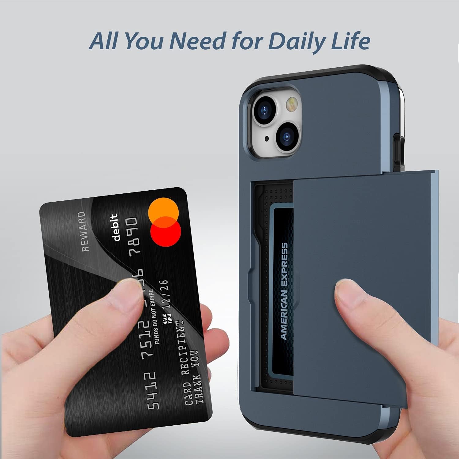 ZUSLAB Wallet Case Compatible with Apple Iphone 13 2021 Phone Case with Card Holder Shockproof anti Scratch Cover with Tempered Glass Screen Protectors[X2Pack] Dark Blue  ZUSLAB   