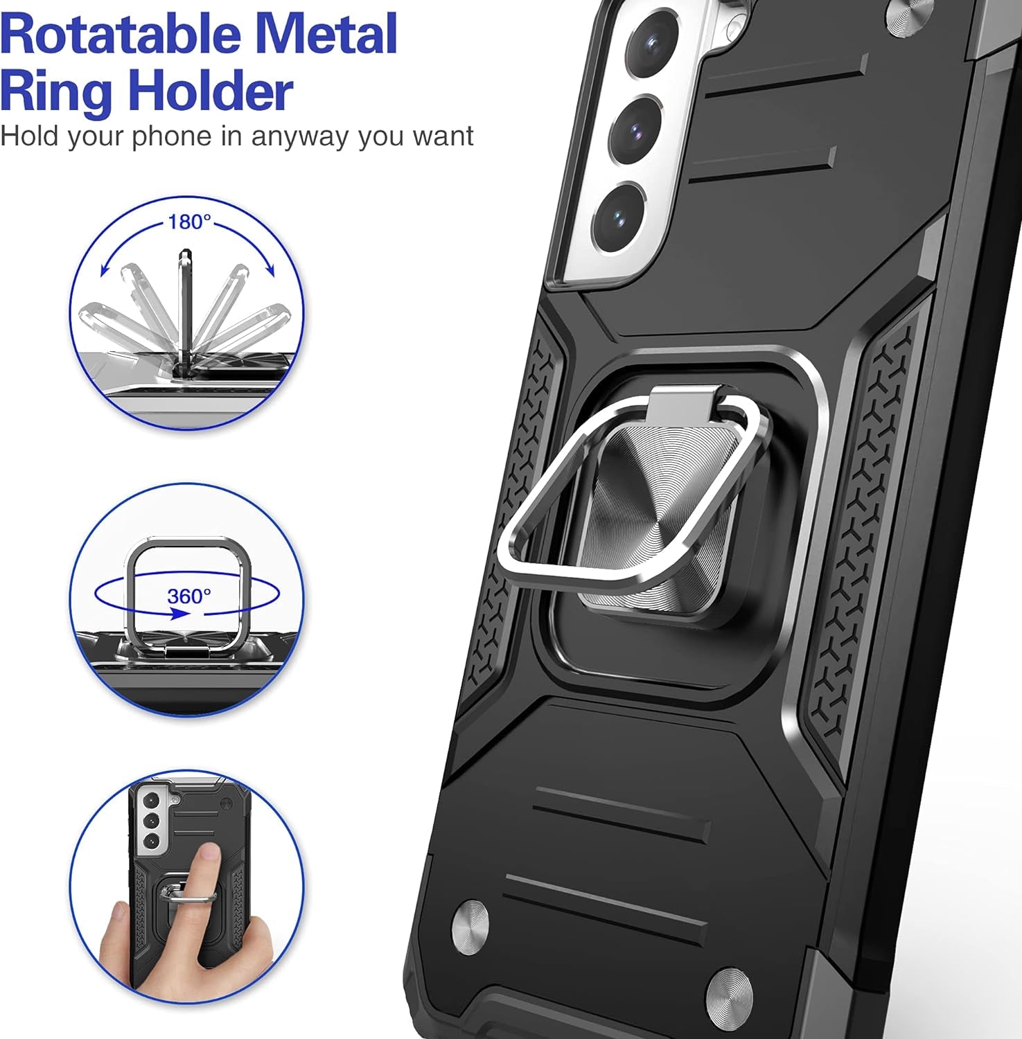 Idystar Galaxy S21 plus 5G Case, Galaxy S21 plus Case, Hybrid Drop Test Cover with Car Mount Kickstand Slim Fit Protective Durable Case for Samsung Galaxy S21 plus 5G 6.7 Inch, Black  IDYStar   