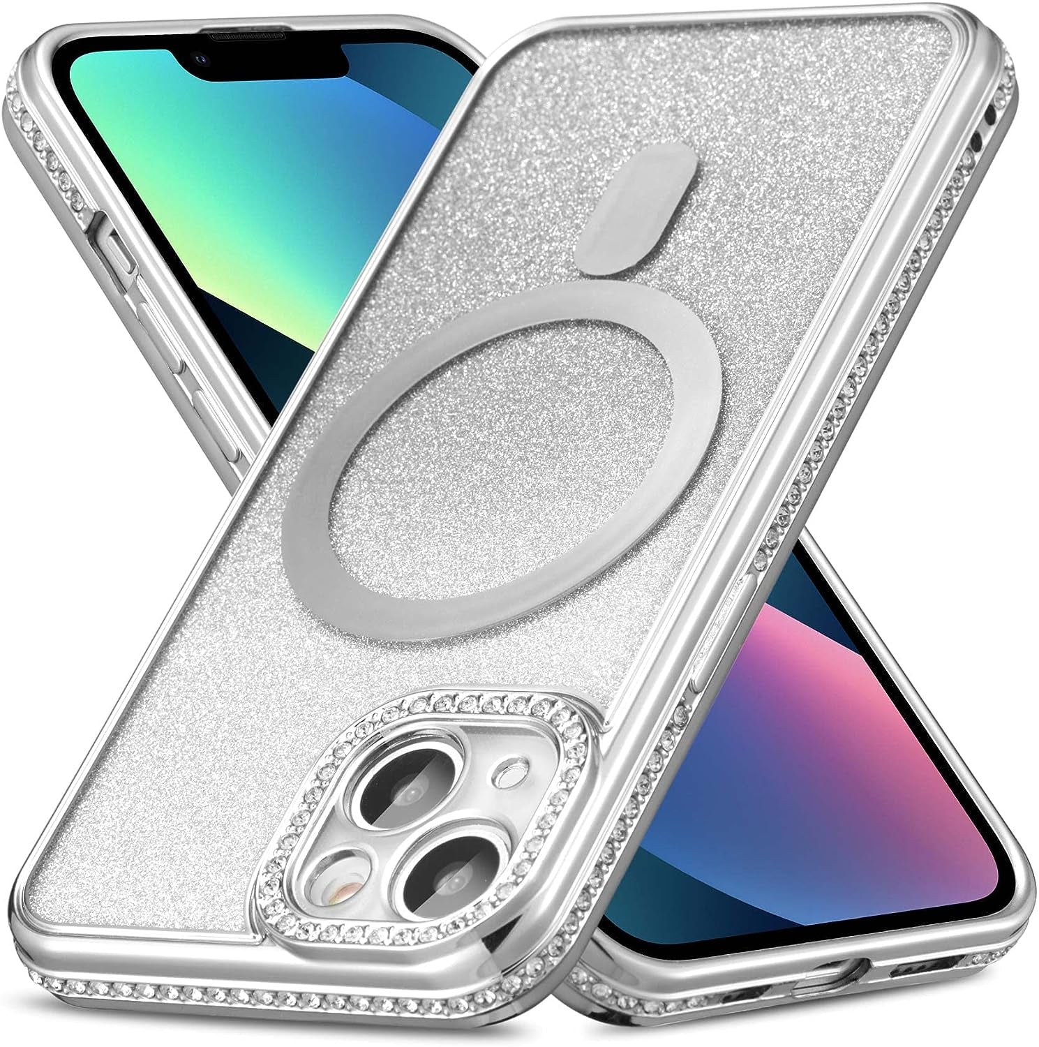 ZCDAYE Case for Iphone 13, Iphone 13 Phone Case Compatible with Wireless Charging,Blue Edge Electroplated Transparent Soft TPU Shockproof Case Cover for Iphone 13(6.1 Inches) - Blue  ZCDAYE N-Silver Iphone 13 