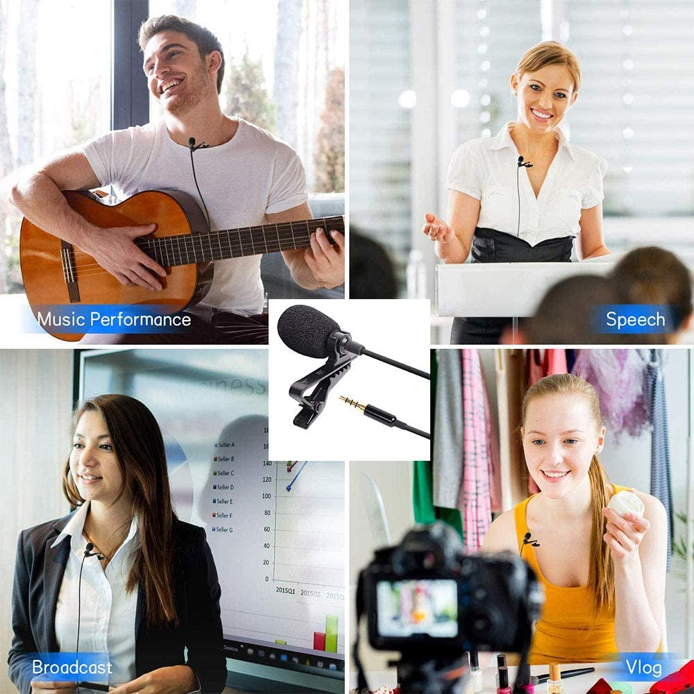 Enkarl Lavalier Lapel Microphone, Proffessional Omnidirectional Condenser Mic Compatible with Iphone Android Smartphone Video Recording Interview Youtube, Noise Cancelling Mic (Microphone Only)  Enkarl   