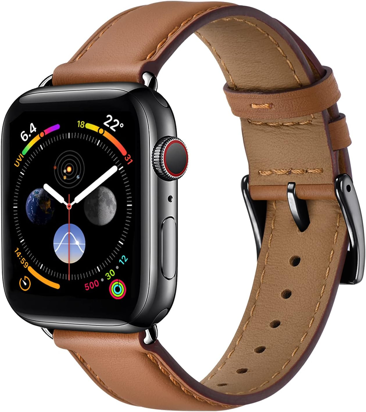 OMIU Square Bands Compatible with Apple Watch Band 38Mm 40Mm 41Mm 42Mm 44Mm 45Mm 49Mm, Genuine Leather Wristband Starp for Iwatch SE Series 8 7 6 5 4 3 2 1 Utral for Women Men(Ivory White/Rose Gold)  BestWayStore Brown/Black 42mm 44mm 45mm 49mm 