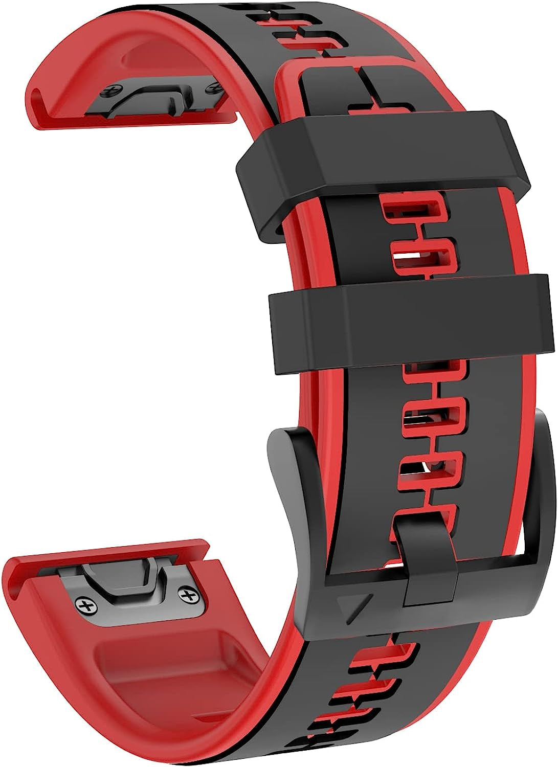 ISABAKE Compatible with Fenix 5 Watch Band, Easy Fit 22MM Band for Fenix 5 Plus/Fenix 6/Fenix 7/Forerunner 935/Forerunner 945/Approach S60/Quatix 5/Quatix 6  Isabake Black-Red 22MM 