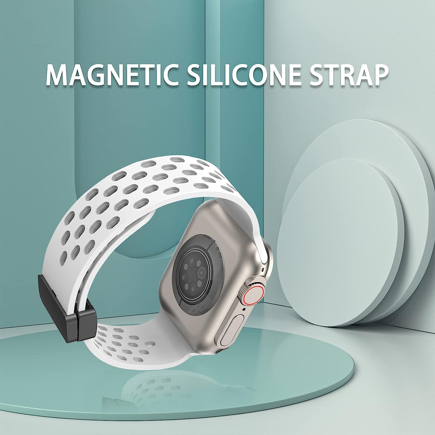 Magnetic Folding Buckle Sport Watch Band,Compatible with Apple Watch Band 38Mm 40Mm 41Mm 42Mm 44Mm 45Mm 49Mm,Soft Silicone Strap for Iwatch Ultra Series 8 7 6 5 4 3 2 1 SE, for Men Women  PZAZT   