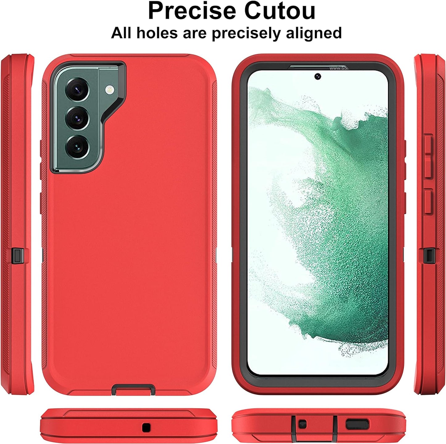 HONG-AMY for S22 plus Case, Samsung Galaxy S22 plus Case with Self Healing Flexible TPU Screen Protector [2 Pack], 3 in 1 Full Body Shockproof Heavy Duty Case for Galaxy S22 plus 5G (Red/Black)  HONG-AMY   