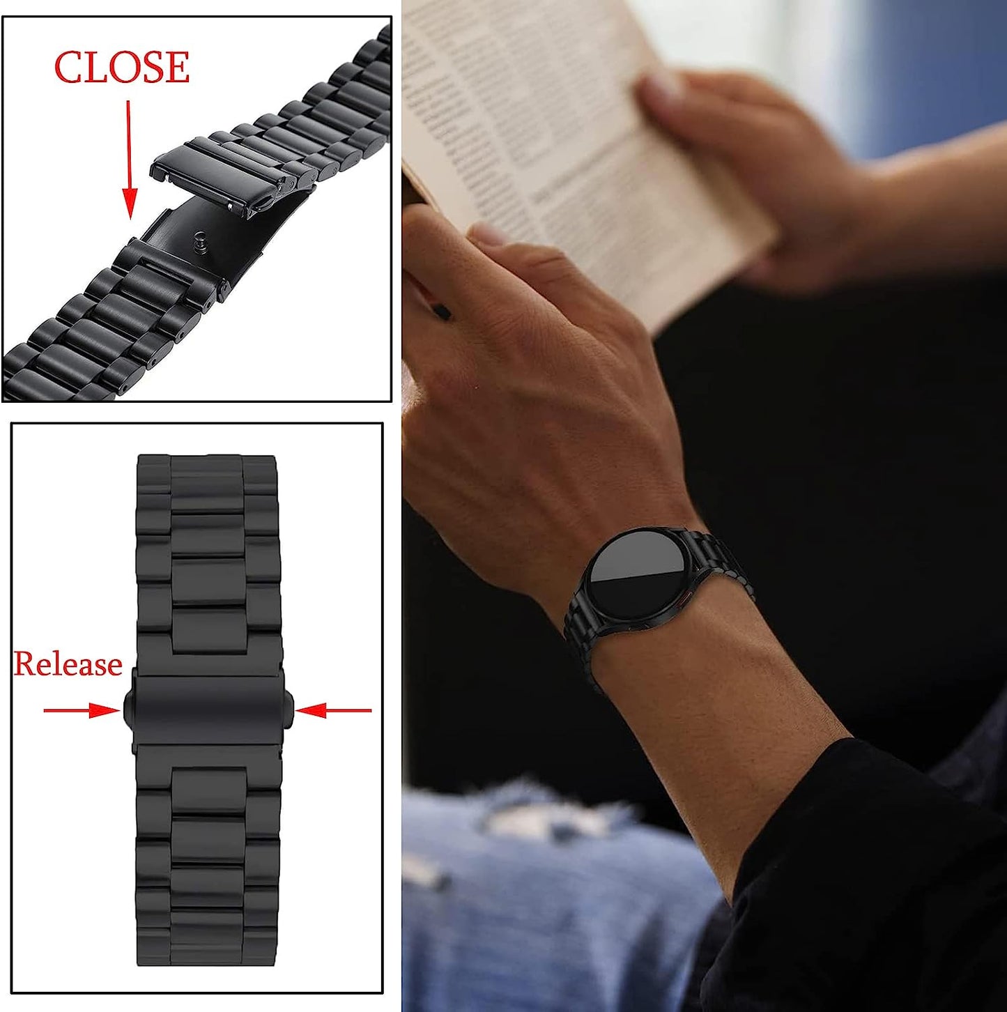 Z.Duduzaza 20Mm Strap Compatible for Samsung Galaxy Watch 4 Band, Galaxy Watch 5, 40Mm 44Mm, Stainless Steel Watch Quick Release Watch Bands Fit Galaxy Watch 4 Classic 42Mm 46Mm/Galaxy Watch Active 2 40Mm/44Mm  Z.DuDuZAZA   