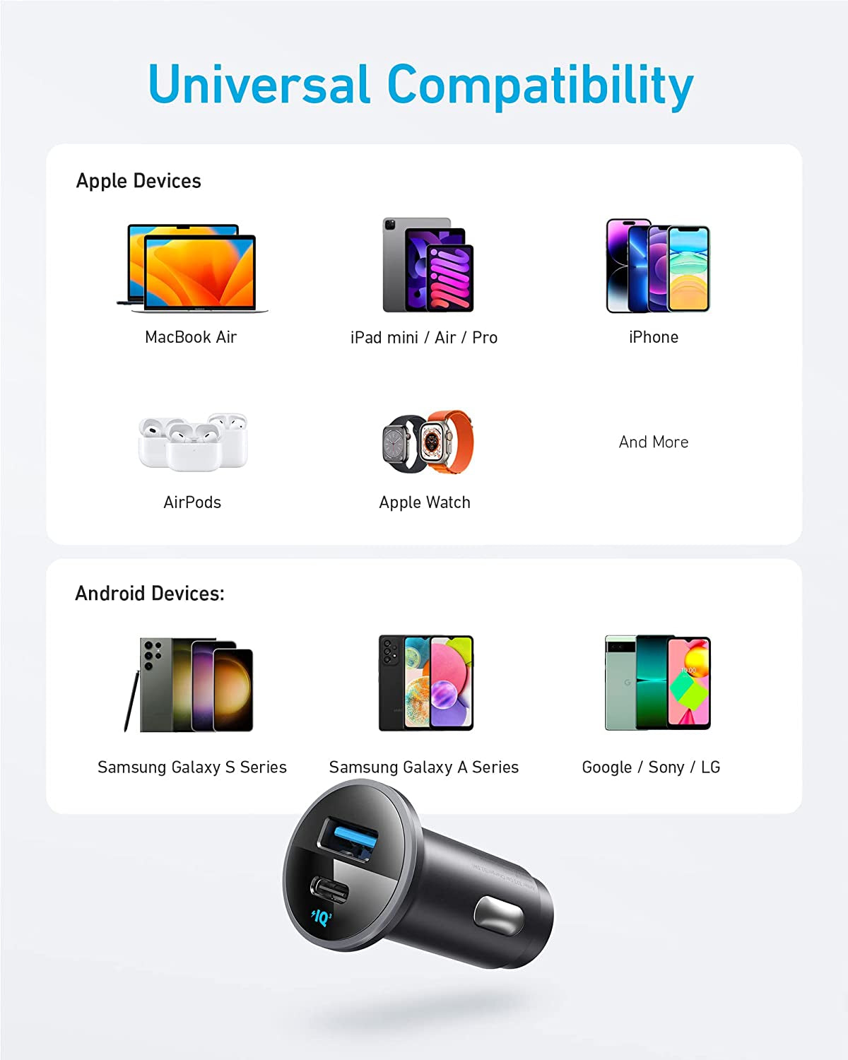 USB C Car Charger Adapter, Anker 52.5W Cigarette Lighter USB Charger, 323 Anker Car Charger with 30W Poweriq 3.0 Fast Charging for Iphone 14/13 Samsung Galaxy S23/22 Pixel - 3.3Ft USB C Cable Included  Anker   