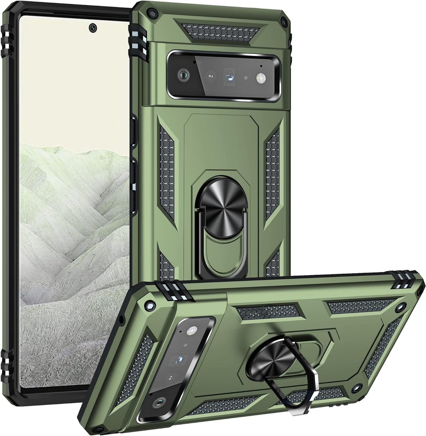 Korecase Designed for Google Pixel 6 Pro Case Heavy Duty Rugged Full Body Shockproof Scratch Proof Screen Protection Built-In 360 Ring Kickstand Military Hard Cover for Men Women Green  Korecase Olive Green Google Pixel 6 Pro 