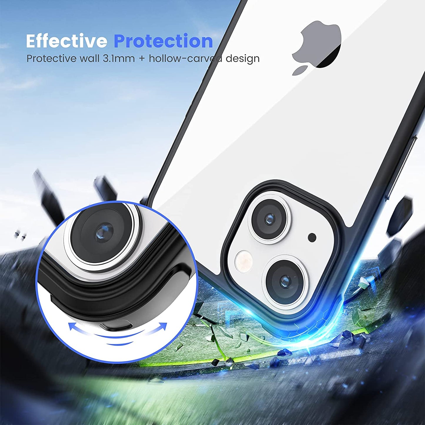 Mkeke Compatible for Iphone 14 Case for Iphone 13 Case Black, Not Yellowing Shockproof 13/14 Phone Black Case with Bumper Slim Fit for Iphone 13/14  Mkeke   