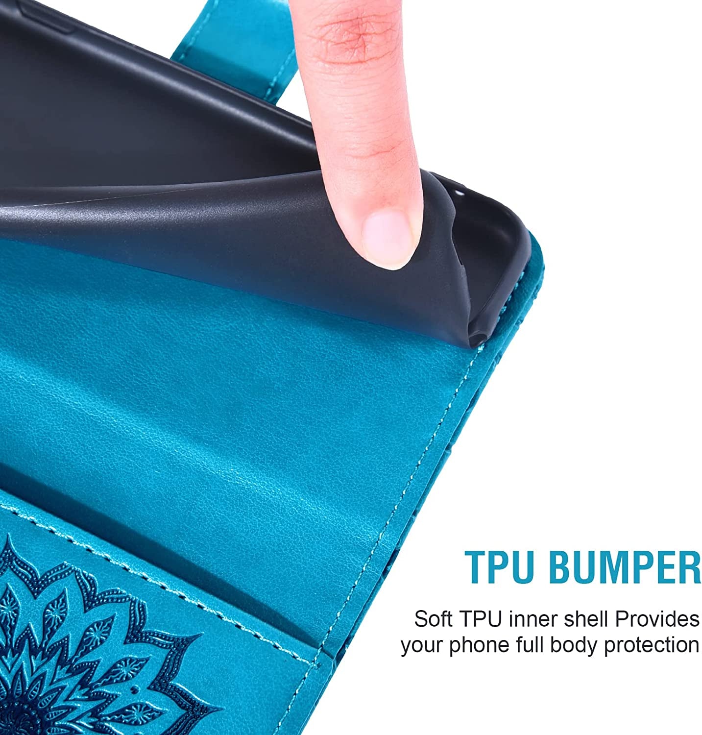 Phone Case for LG V35 Thinq V30 plus Wallet with Tempered Glass Screen Protector and Leather Flip Cover Card Holder Stand Cell Accessories LGV30 LGV35 LG30 LG35 V 30 35 V30+ V30S H931 Women Men Blue  Asuwish   