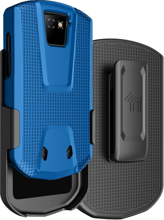 Nakedcellphone Case with Clip for Unihertz Titan Pocket Phone, Slim Hard Shell Textured Cover and [Rotating/Ratchet] Belt Hip Holster Combination - Blue  Nakedcellphone   
