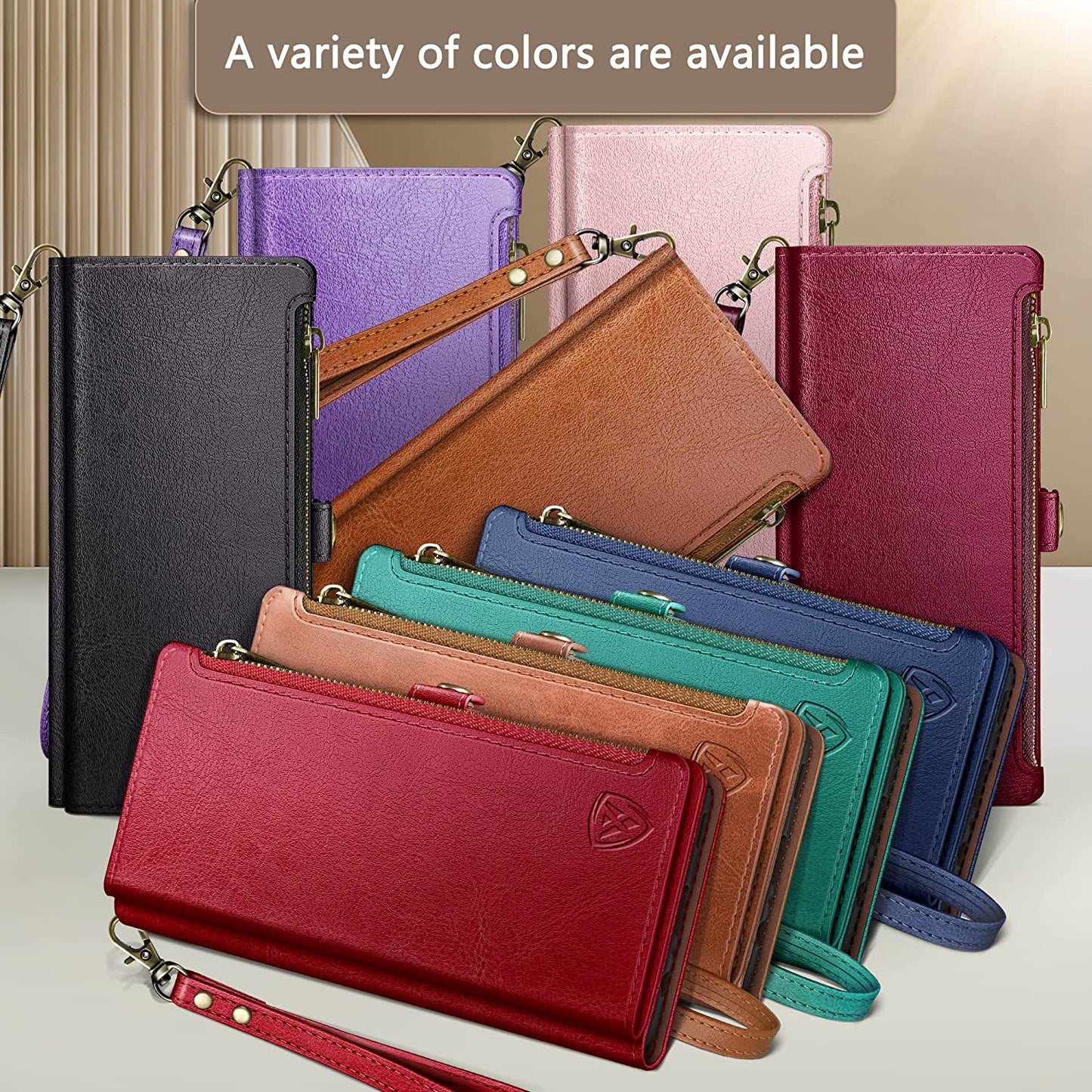 Xcasebar for Samsung Galaxy S21 Wallet Case with Zipper Credit Card Holder【Rfid Blocking】, Flip Folio Book PU Leather Phone Case Shockproof Cover Women Men for Samsung S21 Case Wine Red  XcaseBar   