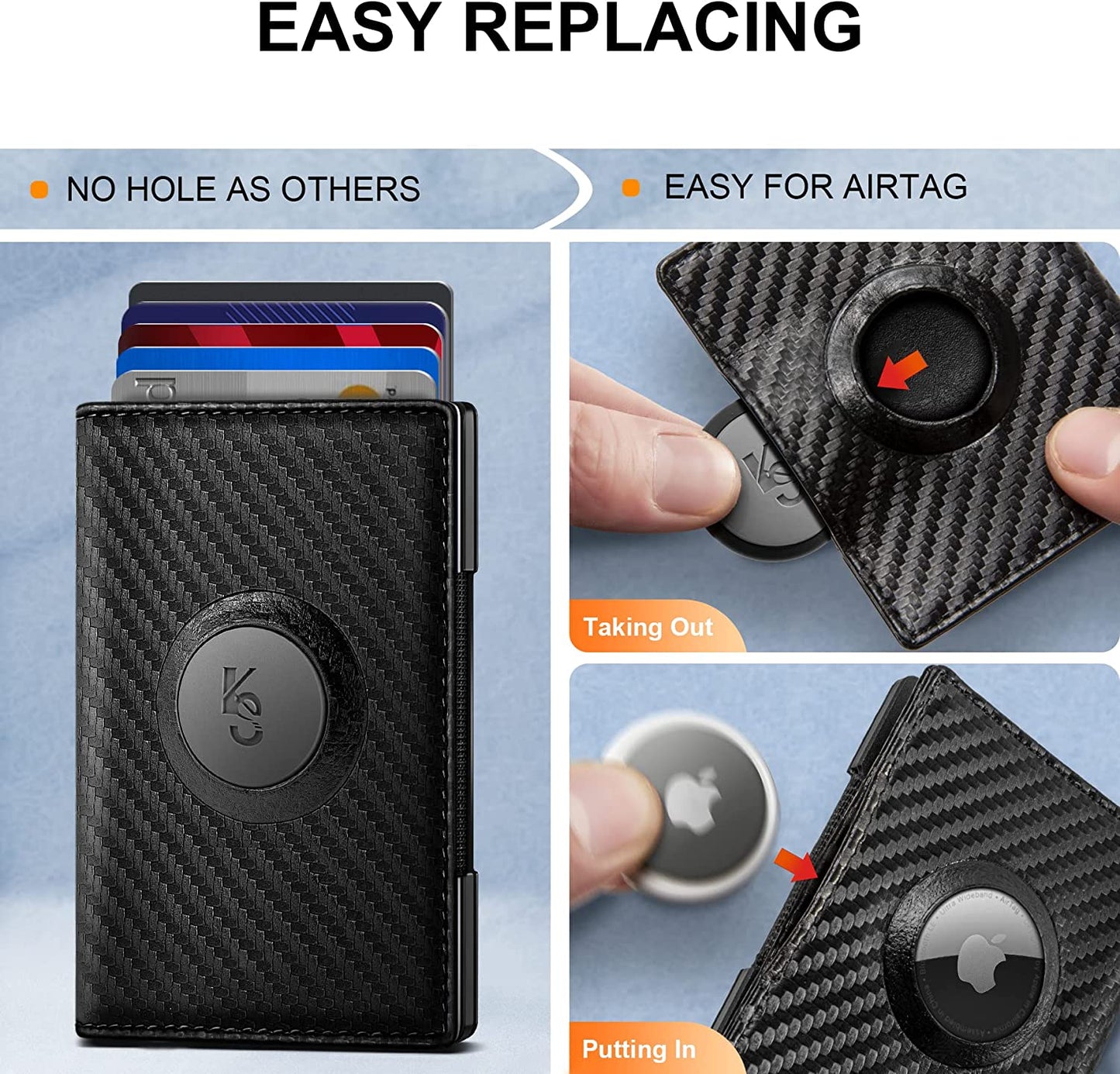 Men Wallet,Kemisant Smart Slim Wallet Money Clip for Men Compatible with Apple Airtag,Rfid Blocking  KEMISANT   