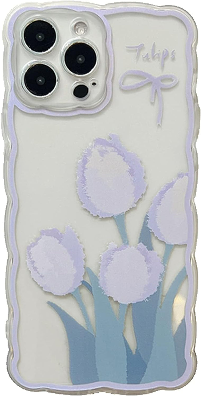 GUSDBSW Cute Iphone 14 plus Case for Women Girls, Lovely Floral Strawberry Pattern Wave Comfortable Grip Design for Girly, Slim Thin Soft Flexible TPU Clear Protective Phone Case - Blueberry Flower  GUSDBSW Purple Tulip Iphone 12 Pro 