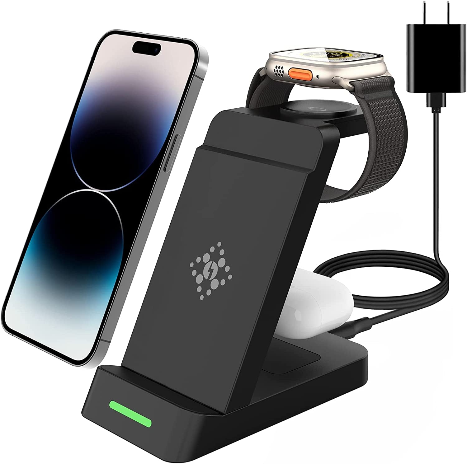 Wireless Charging Station for Apple Products 3 in 1 Wireless Charger Stand Compatible with Apple Watch Ultra 8 7 SE 6 5 4 Airpods Pro Iphone 14 13 12 11 Pro Max Multiple Devices Wireless Charger Dock  SHENZHEN TIANYIN ELECTRONICS CO LTD   