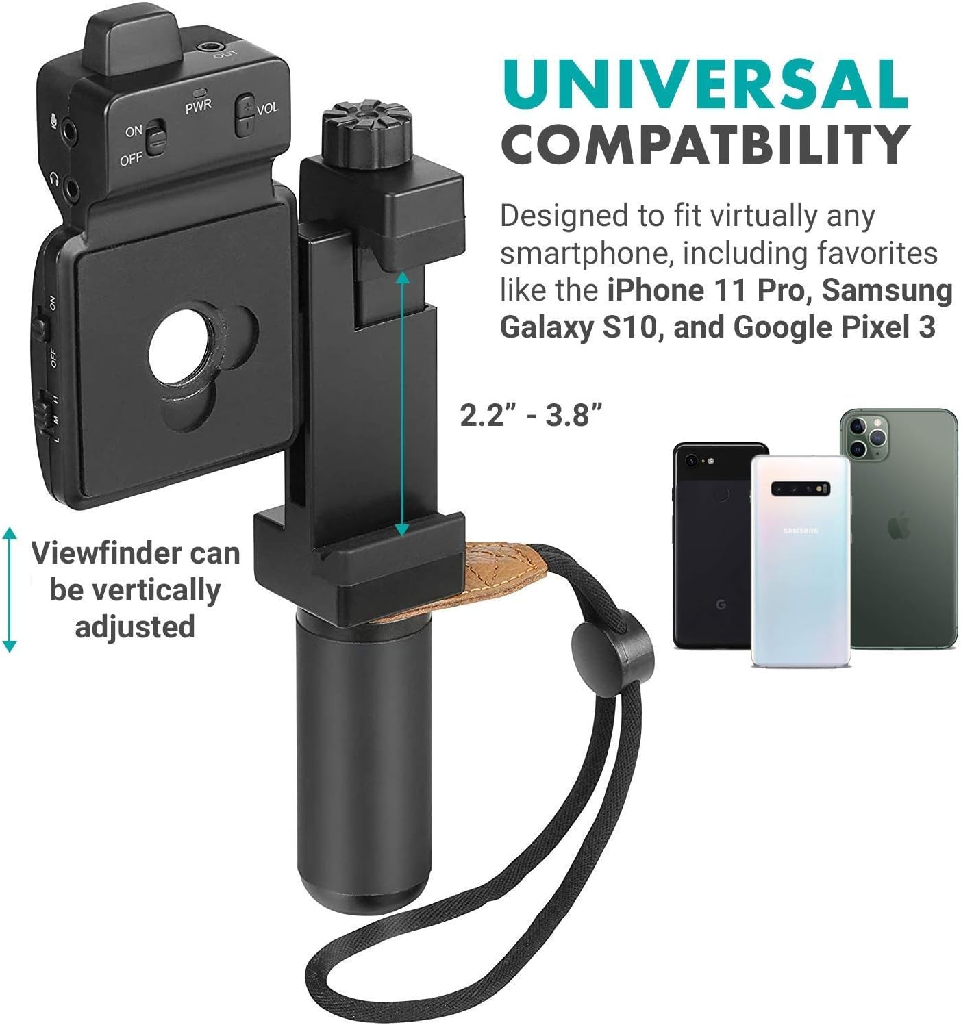 Movo Smartcine W1 - Wireless Smartphone Video Kit with Phone Rig, Wireless Lavalier Microphone System, LED Light, Wide, Tele and Fisheye Lenses for Iphone/Android Phones - Great Youtube, TIK Tok Kit  Movo   