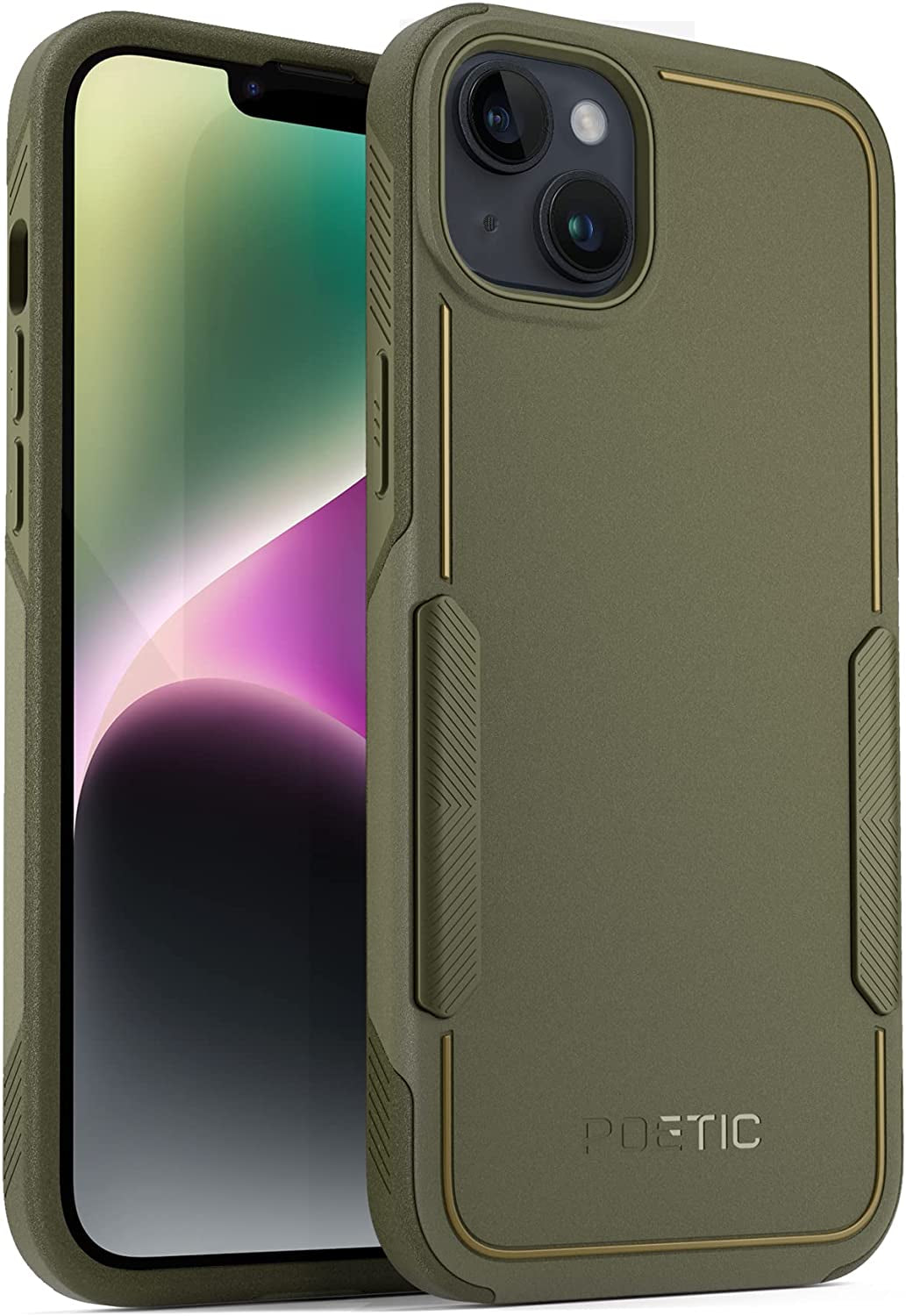 Poetic Neon Series Iphone 14 plus Case, Dual Layer Heavy Duty Tough Rugged Light Weight Slim Shockproof Protective Drop Protection Phone Case 2022 New Cover for Iphone 14 plus (6.7 Inch), Mint  Poetic Military Green  