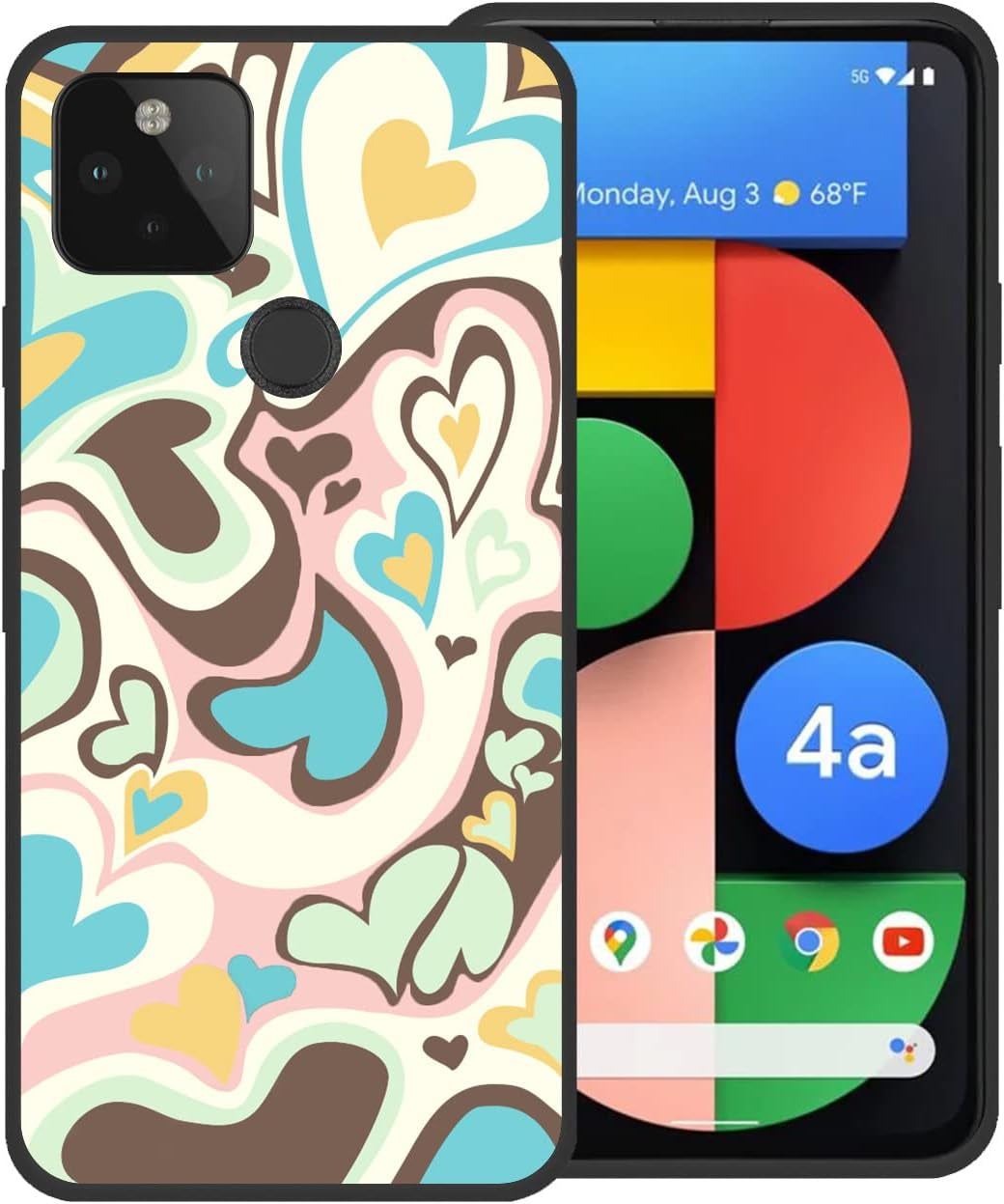 Zaztify Phone Case for Google Pixel 4A 5G, Lovely Irregular Brown Love Heart Khaki Lovecore Aesthetic Cute Shockproof Protective Anti-Slip Thin Soft Cover Shell  zaztify Colorful Lovecore  