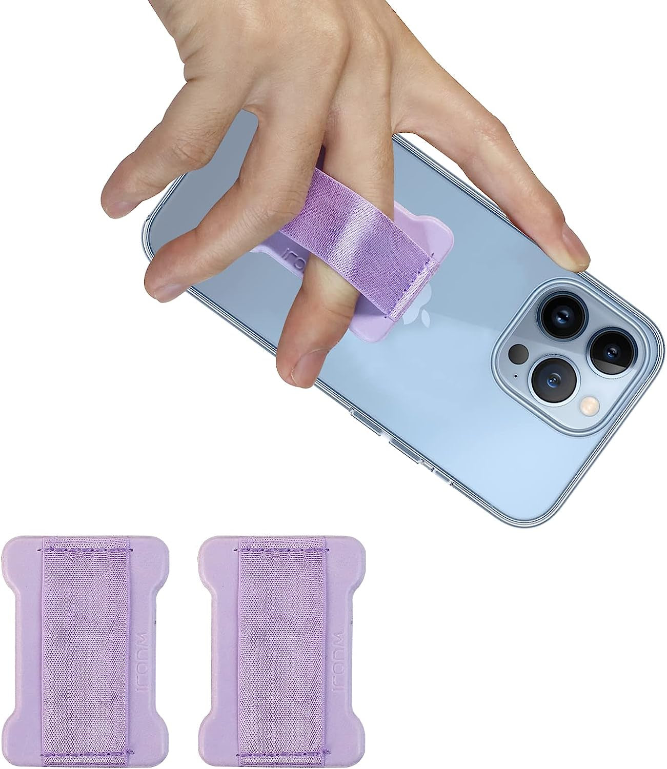 WUOJI Finger Strap Phone Holder - Phone Grip for Most Smartphones and Mini Tablets,Ultra Thin Anti-Slip Universal Cell Phone Grips Band Holder for Back of Phone -2Pack(Gold)  WUOJI LightPurple  