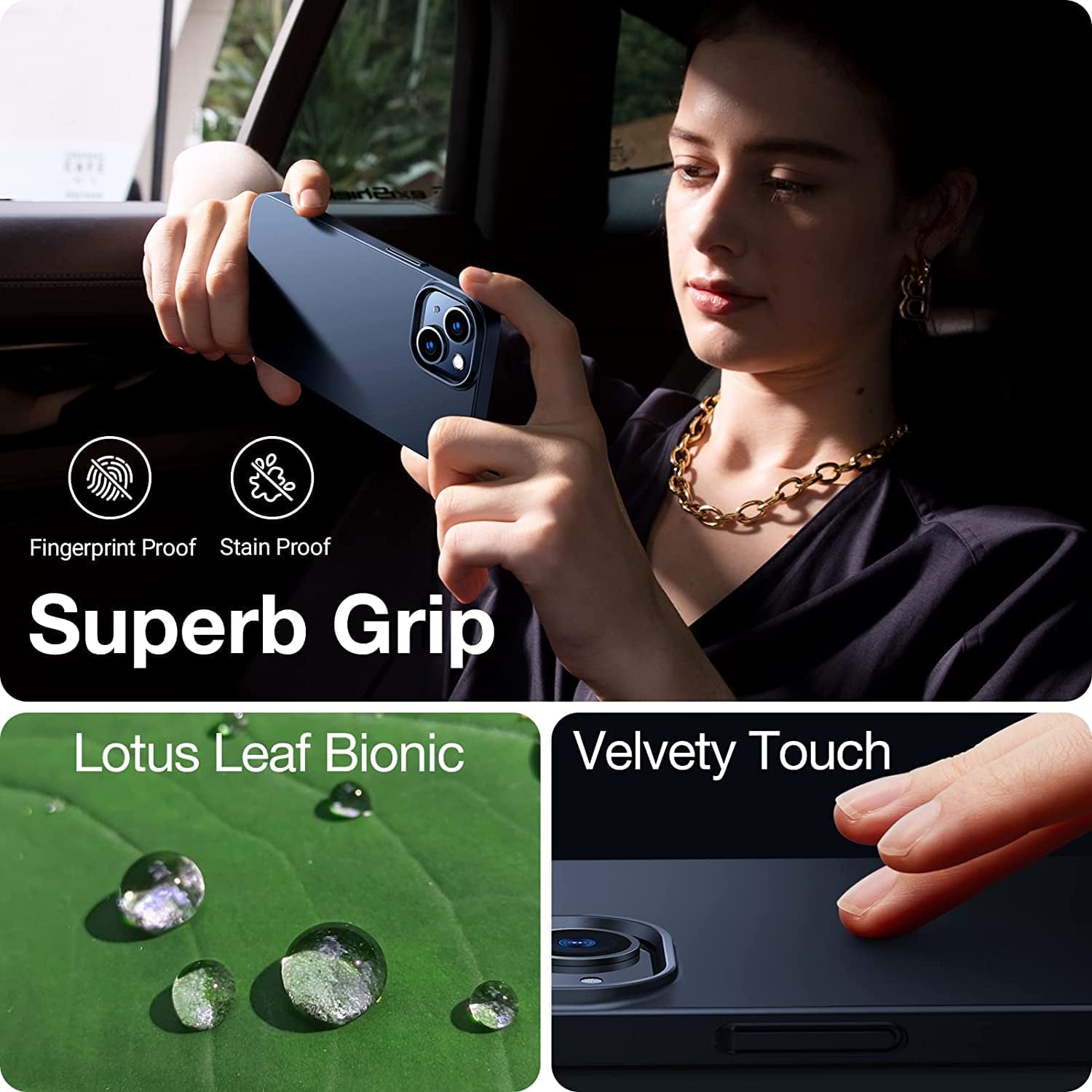 TORRAS Slim Fit for Iphone 14 Case/Iphone 13 Case, Ultra-Thin Sturdy Protective Cover with Anti-Scratch & No Fingerprint Hard Plastic Super Slim Phone Case for Iphone 14/13 (6.1"), Chimney Black  TORRAS   