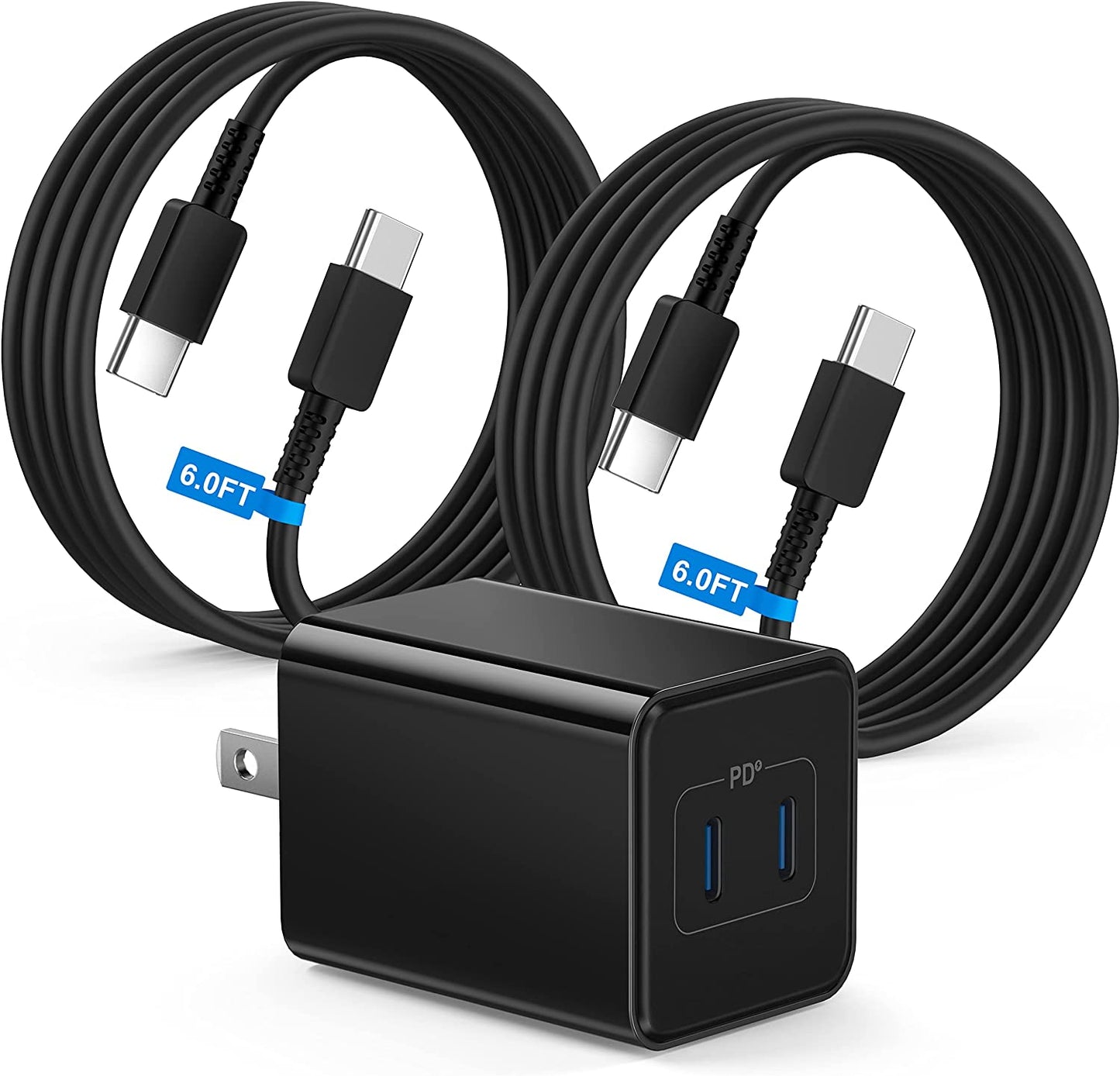 【2023 New】 35W Dual USB-C Port Compact Power Adapter [Mfi Certified] PD 3.0 Gan Foldable USB Type C Plug Fast Wall Charger Block for Iphone 13 12 11 14 Pro Max plus Mini, Ipad, Airpods, Macbook Air  Shenzhen Hua Nan Tong Electronic Technology Co.,Ltd. Black  