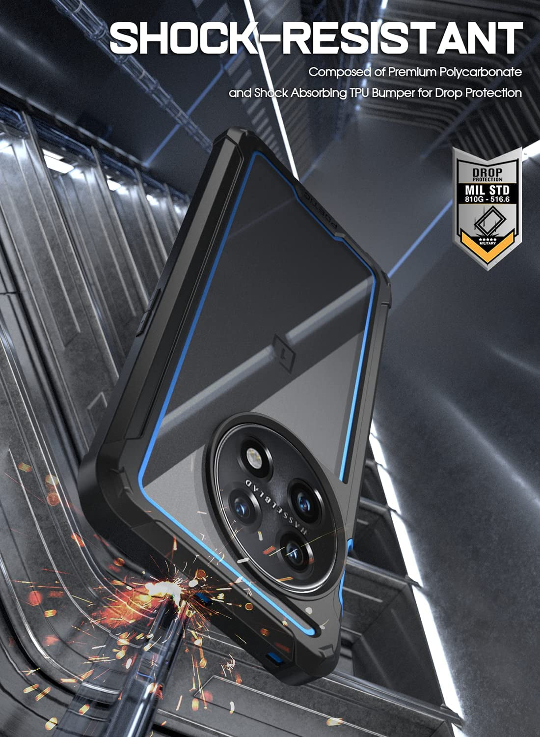 Poetic Guardian Case for Oneplus 11 5G 6.7" (2023) [20 FT Mil-Grade Drop Tested], Full-Body Hybrid Shockproof Bumper Cover with Built-In Screen Protector, Blue/Clear  Poetic   