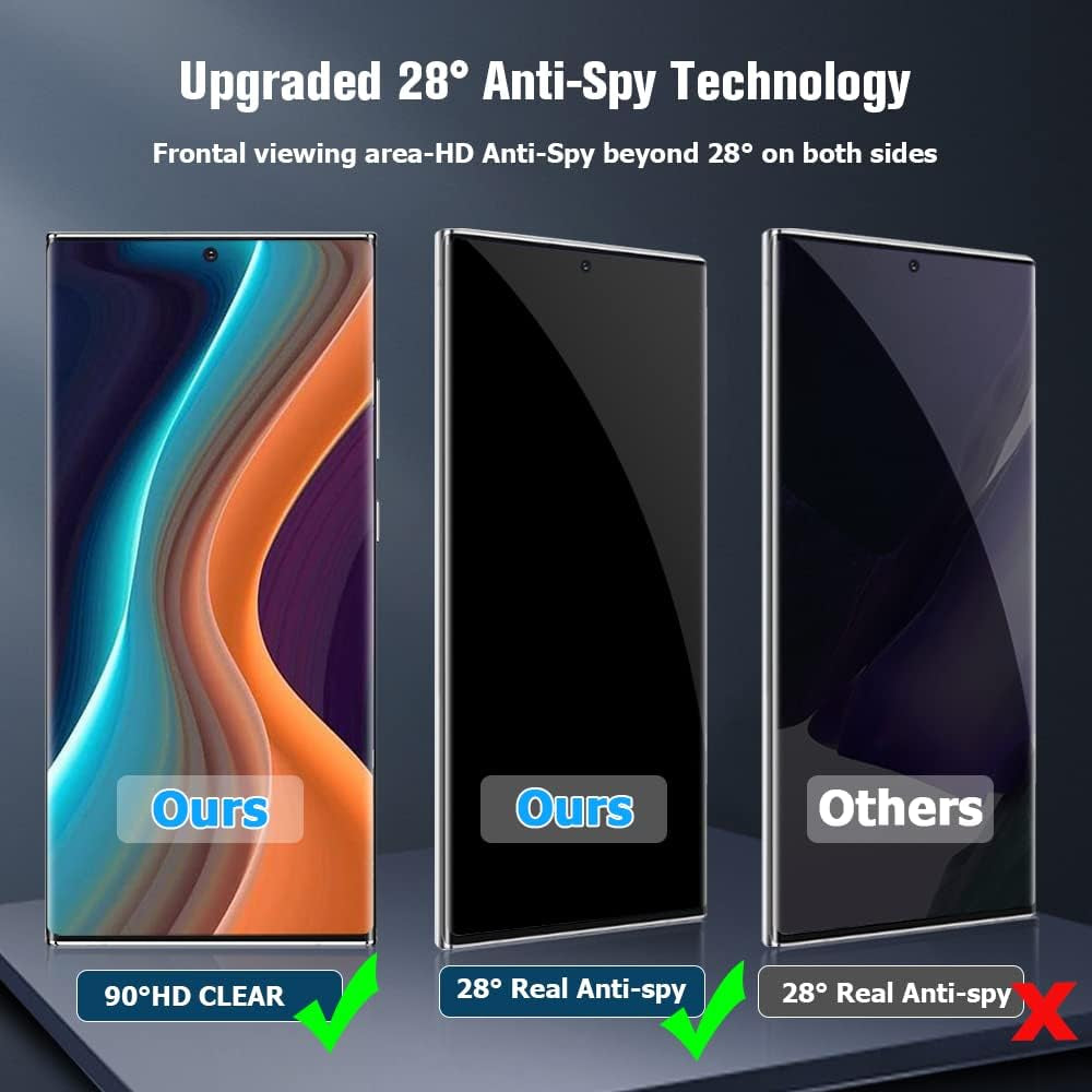 【1+1 Pack】Galaxy Note 20 Ultra Privacy Screen Protector and Camera Lens Protection,Anti-Spy Tempered Glass,3D Curved Full Coverage, Fingerprint Unlock for Samsung Galaxy Note 20 Ultra  OuYteu   