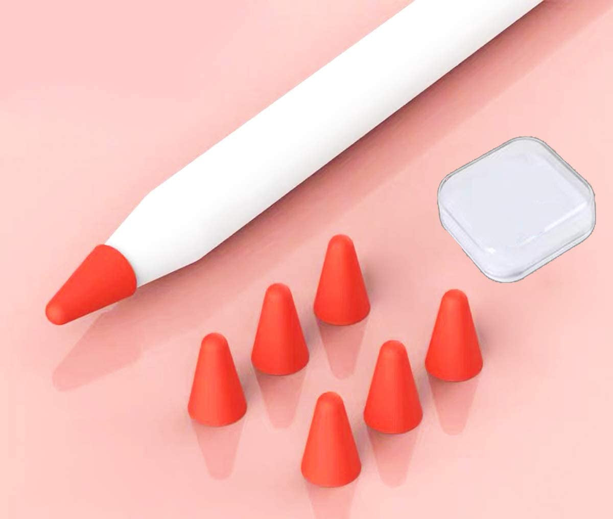 Happycover Compatible with Apple Pencil Tips, Professional Liquid Silicone Nibs Cover Replacement for 1St & 2Nd Gen, Writing Anti-Slip Protective Case for Apple Ipad Pencil. (Black)  ZSHK Red  