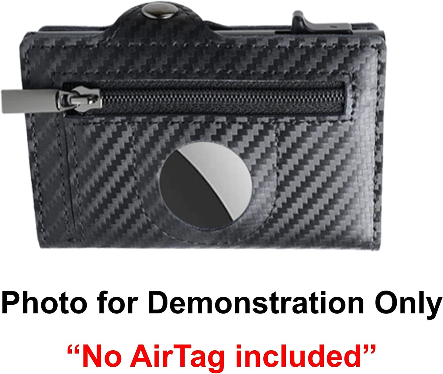 Airtag Wallet Genuine Premium Leather Credit Card Money Holder Airtag Cover Air Tag Case Automatic Pop up Wallet Aluminum Slim Pocket Bifold (Carbon Fiber)  Generic   
